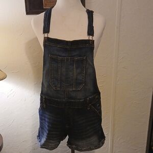 No Boundaries Denim Blue Short Overalls